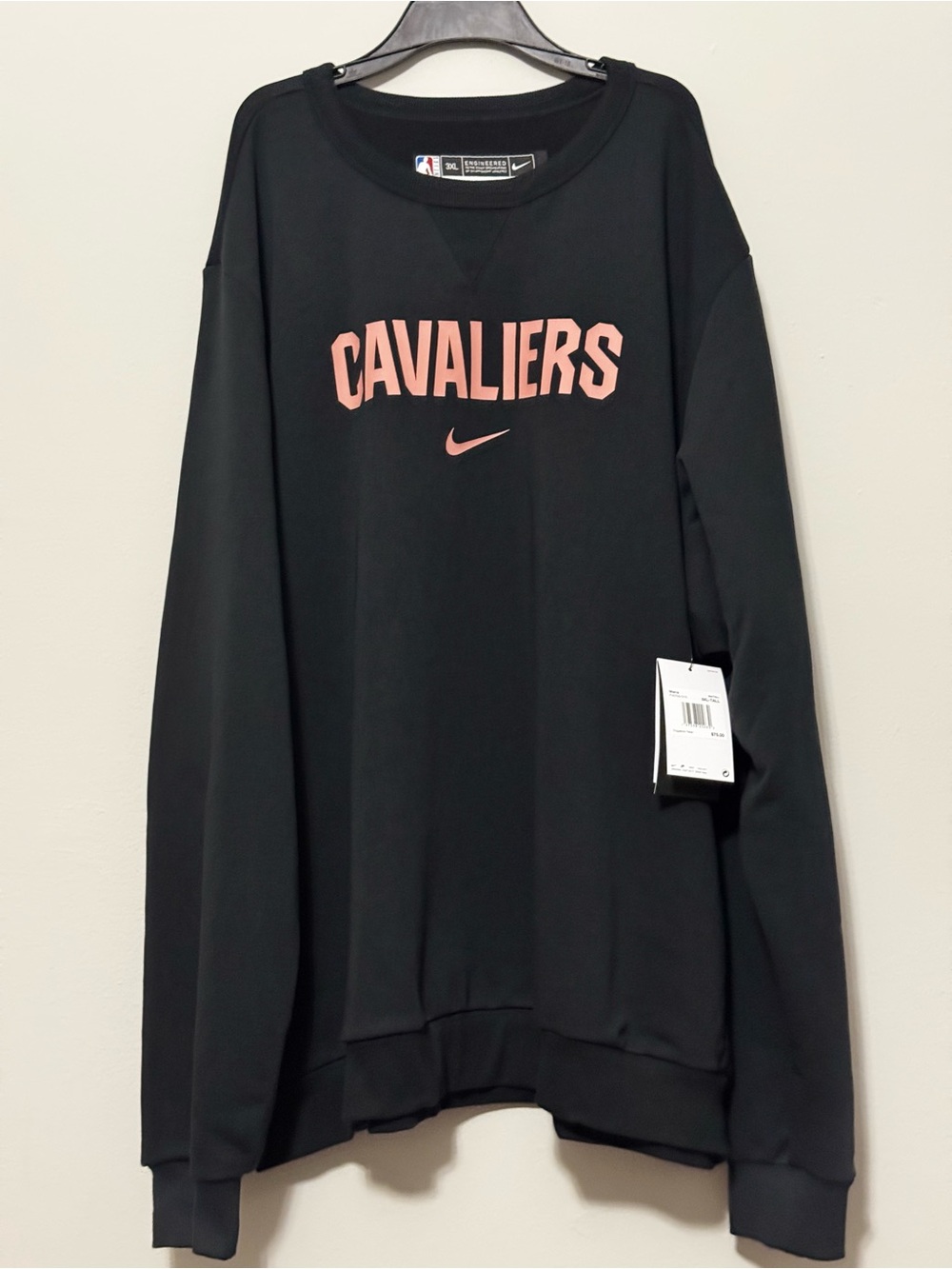 Nike Black Crewneck Sweatshirt with Pink Cavaliers Logo Men’s